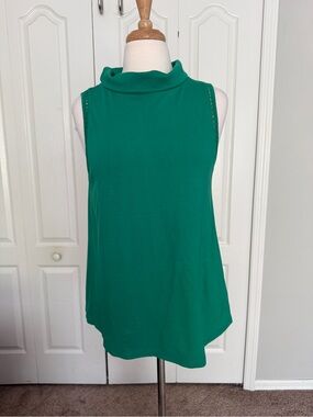 Moulinette Soeurs Anthropologie Green Sleeveless Mock Neck Top | Size Medium